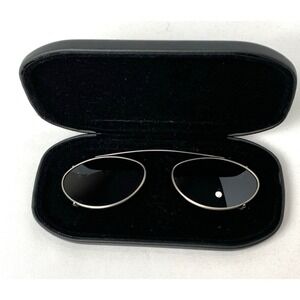 Wire Rim Sunglasses Clip Ons Gray Lens Gunmetal Rims Slim Clamshell Case
